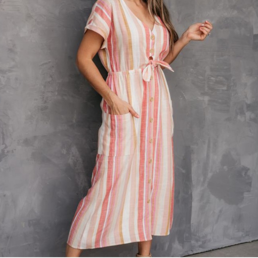 Lush Striped Midi Dress- NWT!